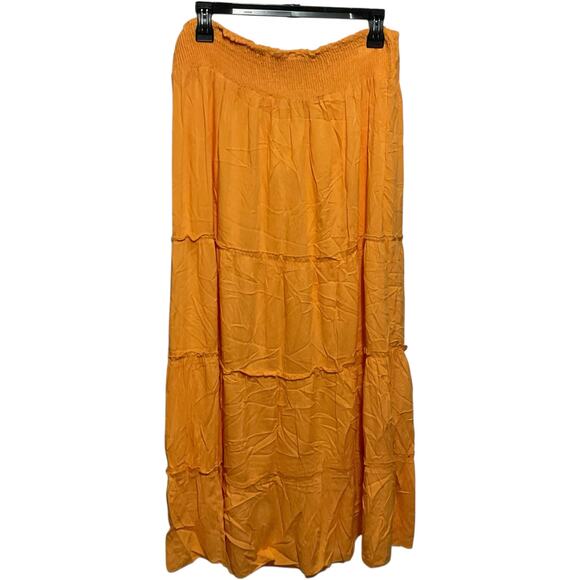 Raviya Other - Raviya Women’s Smocked Waist Tiered Skirt Swimsuit Cover Up Orange Size L